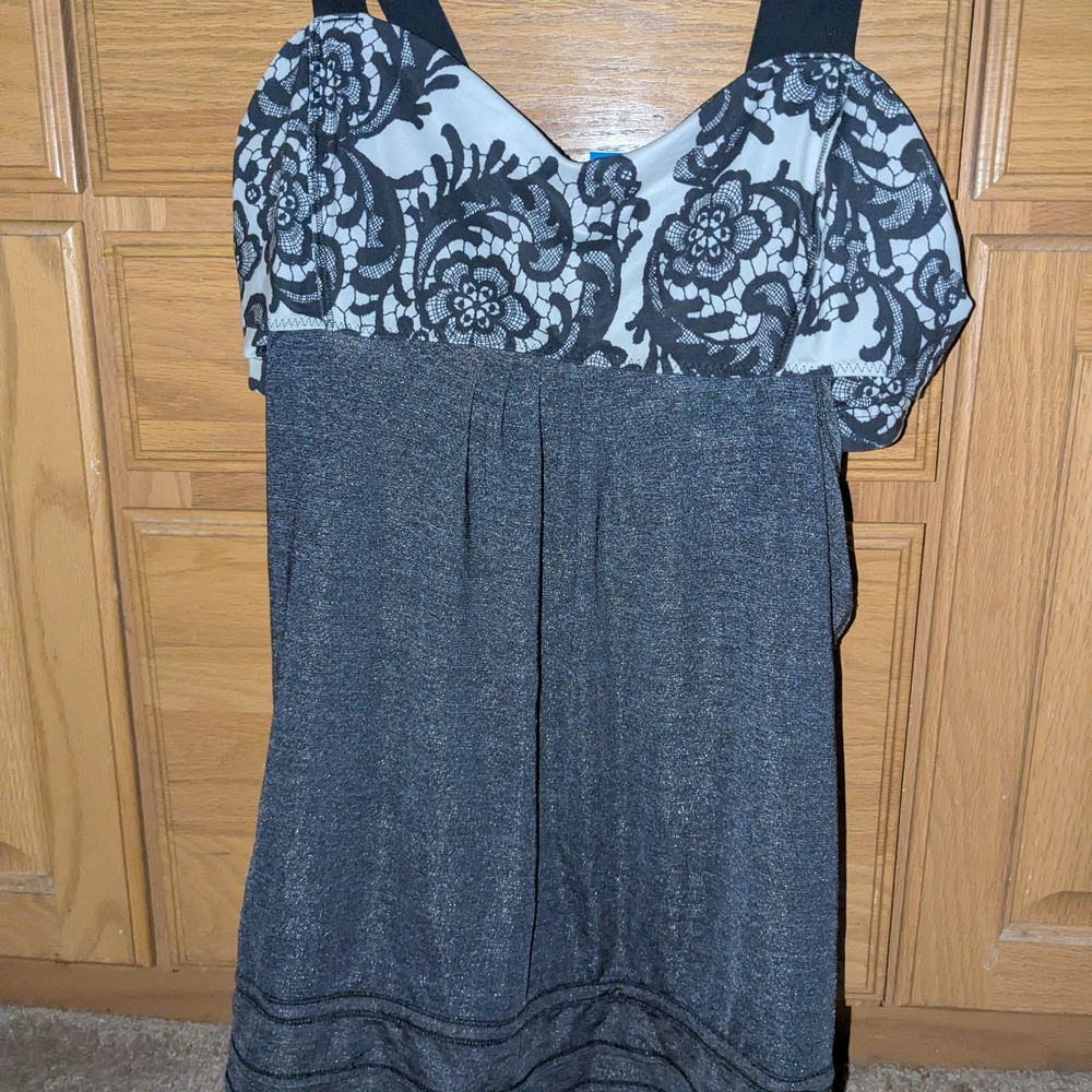 lululemon athletica Black and White Lace-Print Tank Top